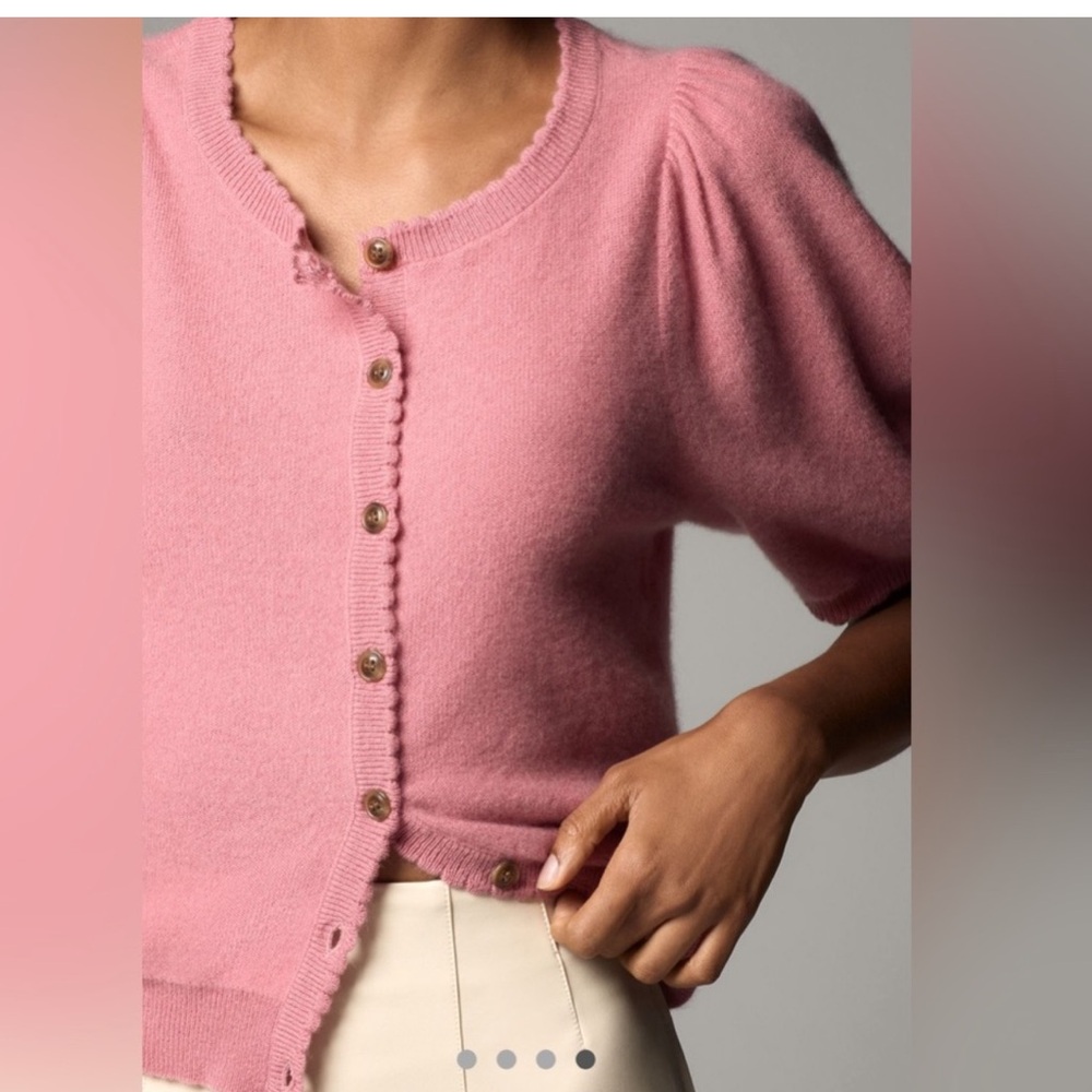 Anthropologie Maeve Puff Sleeve Cashmere cardigan sweater in pink small